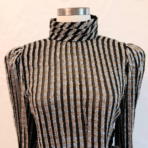 Wow! Vintage 80s sheer metallic sparle Victorian style shirt. Small Rimini - Picture 3 of 16